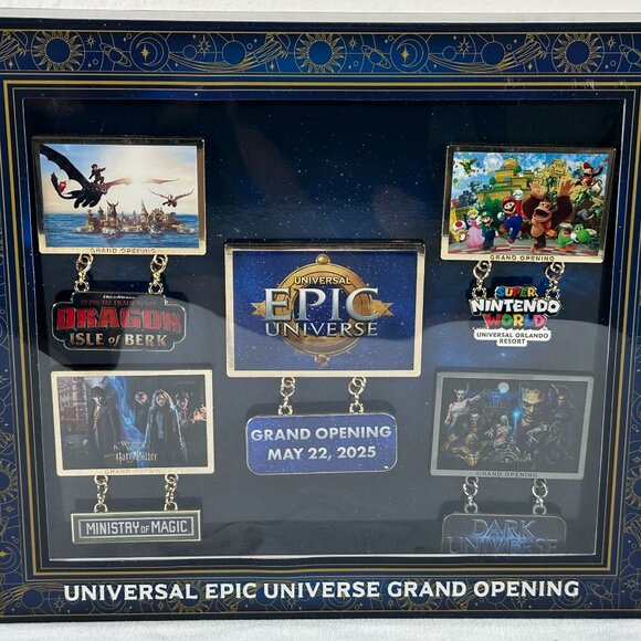 Universal Epic Universe Grand Opening Day May 2025 Limited Edition 5 Pin Box Set - Picture 1 of 11